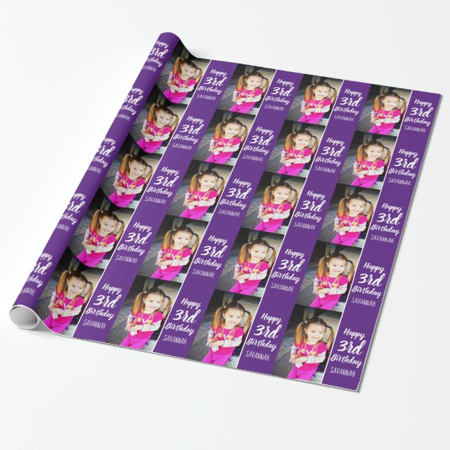 Design Your Own Custom Photo Personalized Birthday Wrapping Paper (Unrolled)