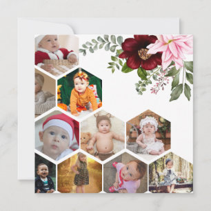 Design Your Own Floral 10 Photo Collage Card