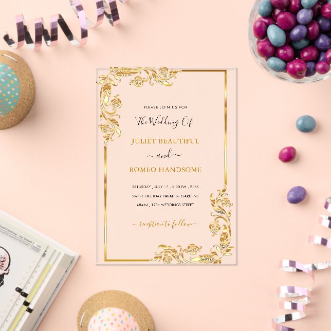 Design Your Own Gold Wedding Invitation Template (Insitu (Celebration))