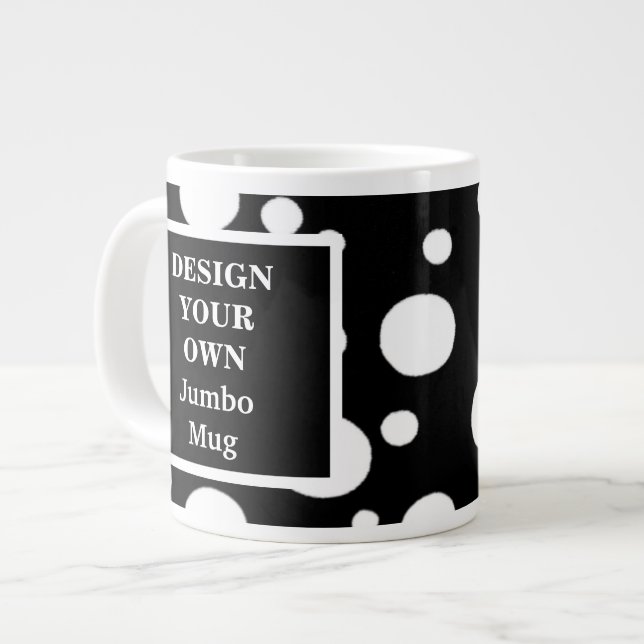 Design Your Own Jumbo Mug - Black and White Spots (Front Left)
