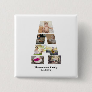 Design Your Own Letter A Photo Collage 2 Inch Square Button