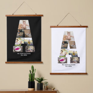 Design Your Own Letter A Photo Collage Hanging Tapestry