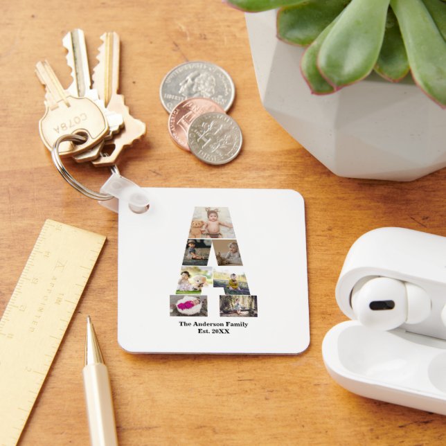 Design Your Own Letter A Photo Collage Keychain (Desk)