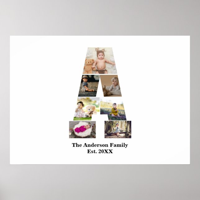 Design Your Own Letter A Photo Collage Poster (Front)