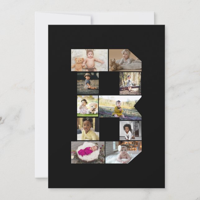 Design Your Own Letter B Photo Collage Announcement (Front)