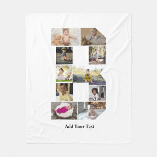 Design Your Own Letter B Photo Collage Fleece Blanket