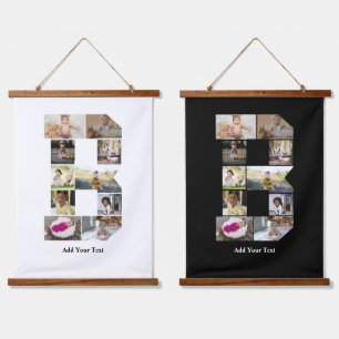 Design Your Own Letter B Photo Collage Hanging Tapestry