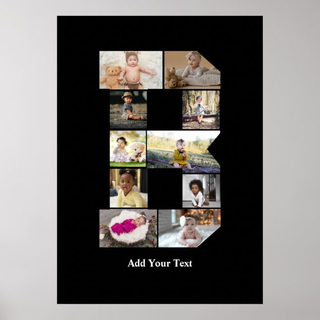 Design Your Own Letter B Photo Collage Poster (Front)