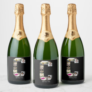 Design Your Own Letter C Photo Collage Sparkling Wine Label