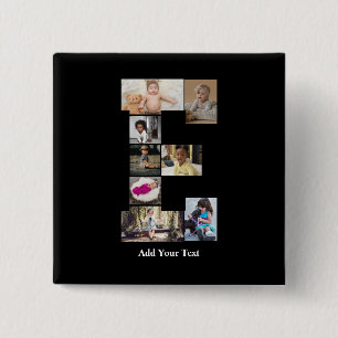 Design Your Own Letter E Photo Collage 2 Inch Square Button