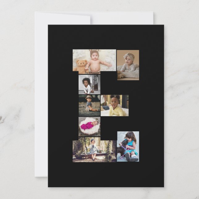 Design Your Own Letter E Photo Collage Announcement (Front)