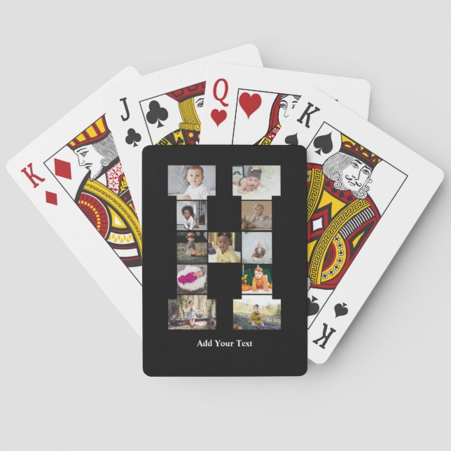 Design Your Own Letter H Photo Collage Playing Cards (Back)