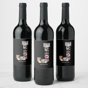 Design Your Own Letter J Photo Collage Poster Wine Label