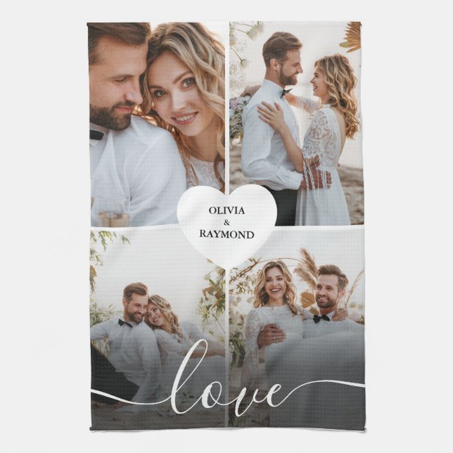 Design Your Own Love Collage Photography Kitchen Towel (Vertical)