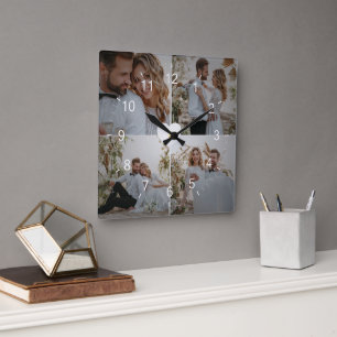 Design Your Own Love Collage Photography Square Wall Clock