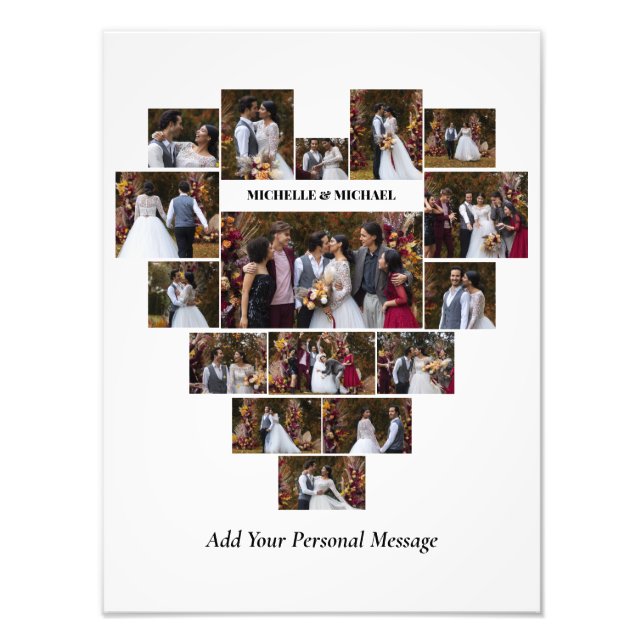Design Your Own Love Heart Shaped Photo Collage (Front)