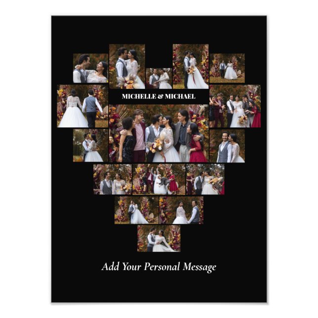 Design Your Own Love Heart Shaped Photo Collage (Front)