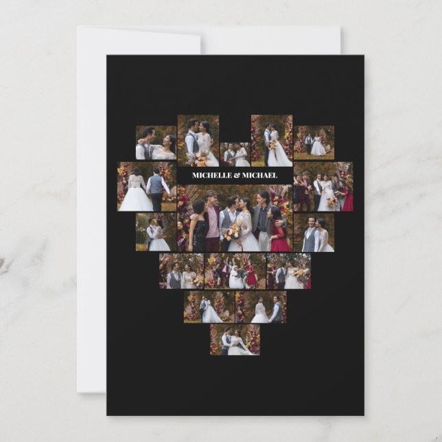 Design Your Own Love Heart Shaped Photo Collage Holiday Card (Front)