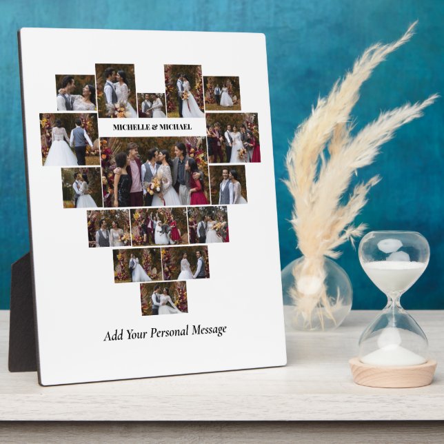 Design Your Own Love Heart Shaped Photo Collage Plaque (Side)