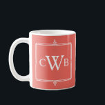 Design Your Own Monogram Customizable Colour Hue Coffee Mug<br><div class="desc">Create your own customized gift with this elegant frame and three-letter monogram template. Simply replace the sample initials with your own then click on the blue "Customize" button to pick any colour from the "Select a background colour" section. Match this product with your room decor, favourite outfit, birthstone or any...</div>