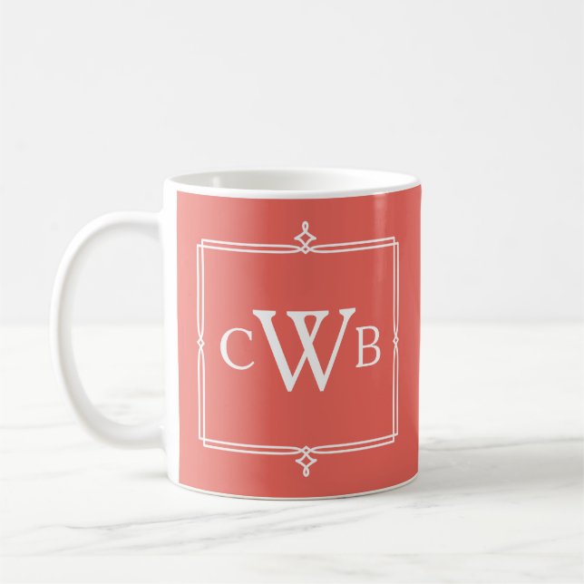 Design Your Own Monogram Customizable Colour Hue Coffee Mug (Left)
