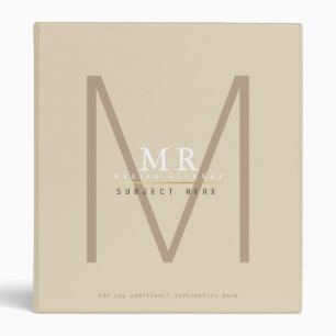 design your own monogram on beige pro or for study binder