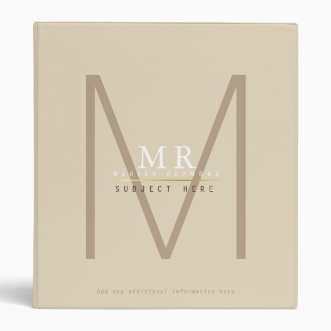 design your own monogram on beige pro or for study binder (Front)