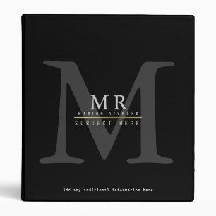 design your own monogram on black pro or of study binder