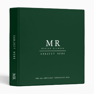 Design your own monogrammed classy green binder