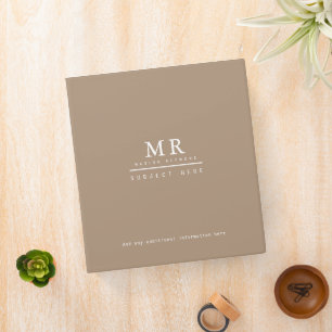 Design Your Own Monogrammed Grayish Brown Binder