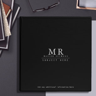 Design your own monogrammed on black binder