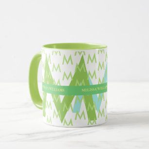 design your own Mug with green tones name initials