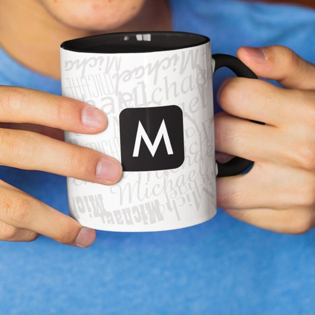 design your own name cool blk. mug (simple & modern)