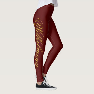 Design Your Own Name on Stylish Maroon Leggings