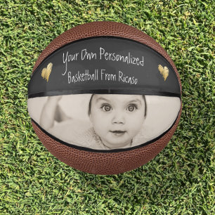 Design Your Own Personalized Gold Heart Detailed Mini Basketball