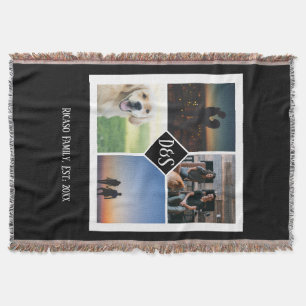 Design Your Own Personalized Monogrammed 4 Photo Throw Blanket