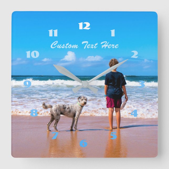 Design Your Own Pet Photo Clock with Custom Text (Front)