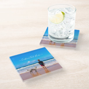 Design Your Own Pet Photo Coaster Gift Custom Text