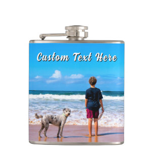 Design Your Own Pet Photo Flask Gift Custom Text
