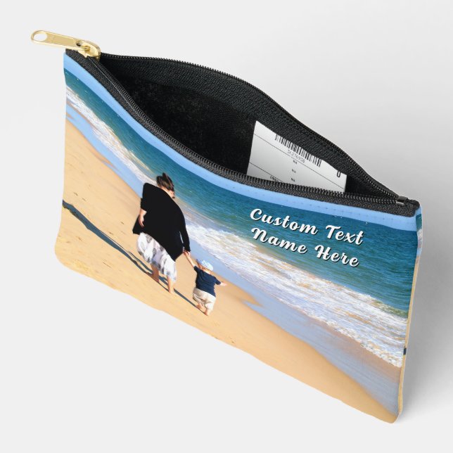 Design Your Own Photo and Custom Text Personalized Accessory Pouch (Open)