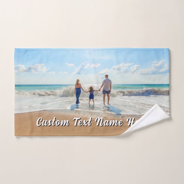 Design Your Own Photo Bath Towel Set Custom Text (Hand Towel)