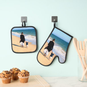 Design Your Own Photo Personalized Cooking Gift Oven Mitt & Pot Holder Set