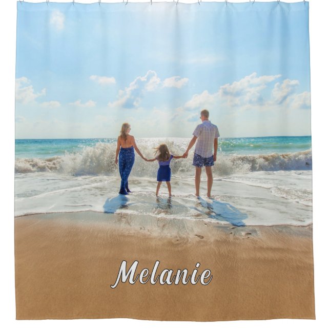 Design Your Own Photo Shower Curtain Custom Name (Front)