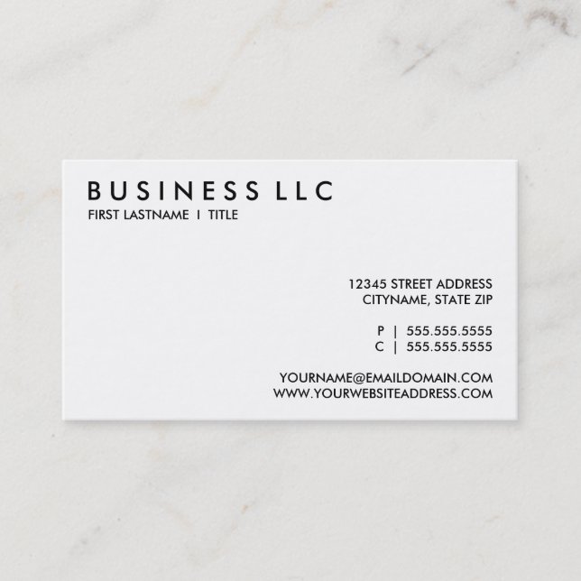 design your own : plain black and white. business card (Front)