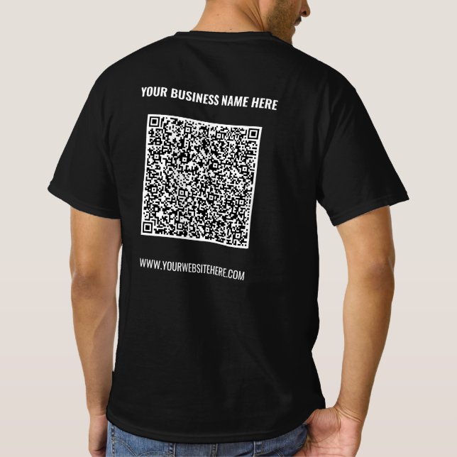Design Your Own QR Code Business T-Shirt Template (Back)
