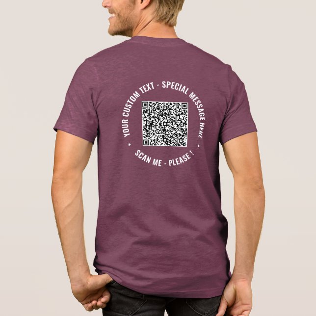 Design Your Own QR Code Custom Text Personalized Tri-Blend Shirt (Back)