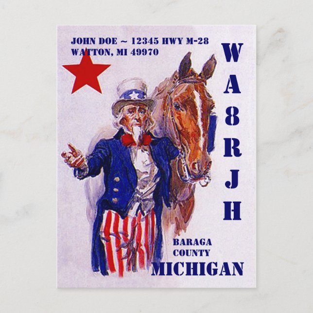 Design Your Own QSL HAM Radio Operator Uncle Sam Postcard (Front)