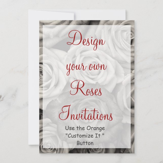 Design your Own Roses Invitations Blank Template (Front)
