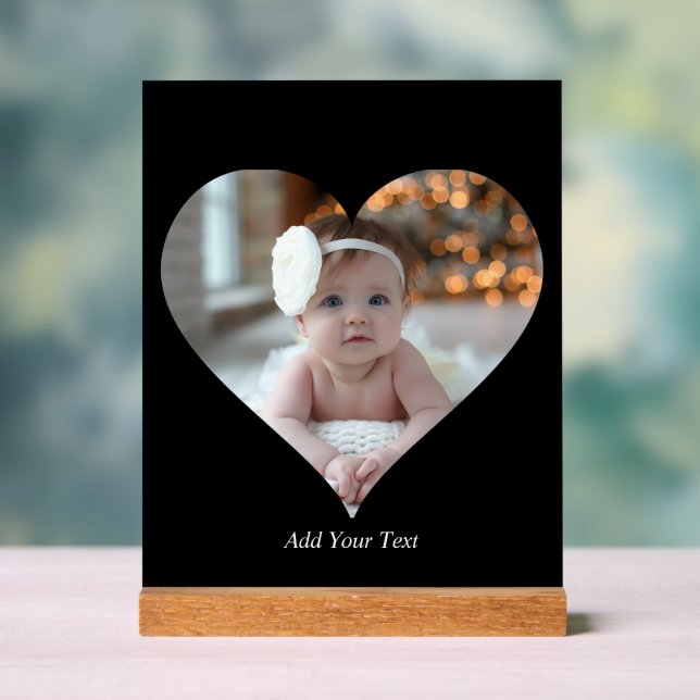 Design Your Own Single Heart Shaped Photo Acrylic Sign (Neutral)