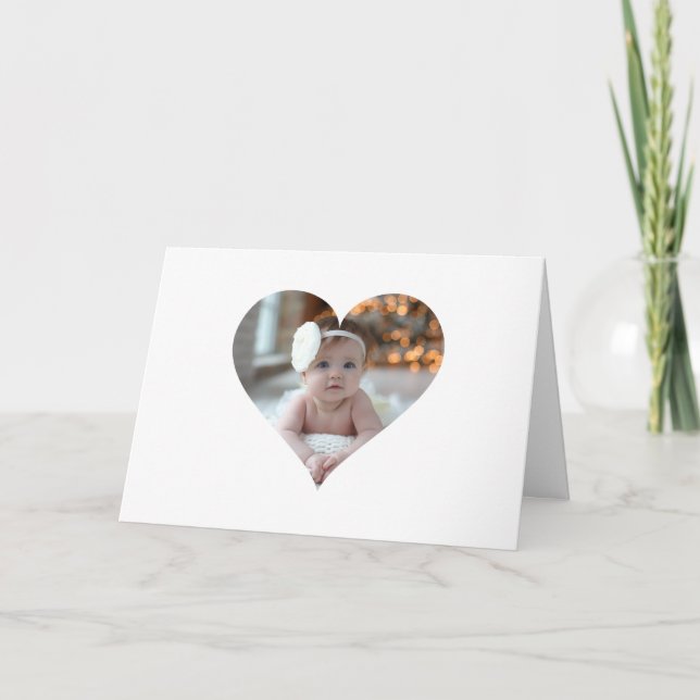Design Your Own Single Heart Shaped Photo Card (Front)